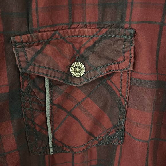 Buckle Black Men’s Athletic Fit Stretch Plaid Button Down Shirt Embroidered XXL - Picture 4 of 13